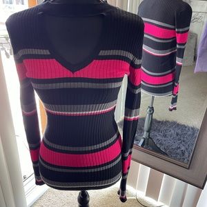 Pink & black form fitting sweater